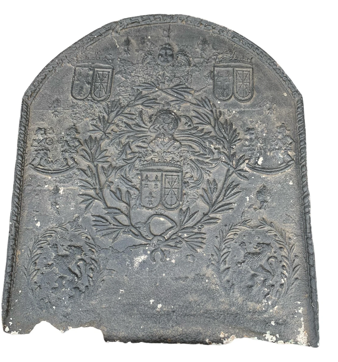 plaque chemnée décor blason et fleurs de lys en fonte de fer . XV sècle . | eBay | Plaque
