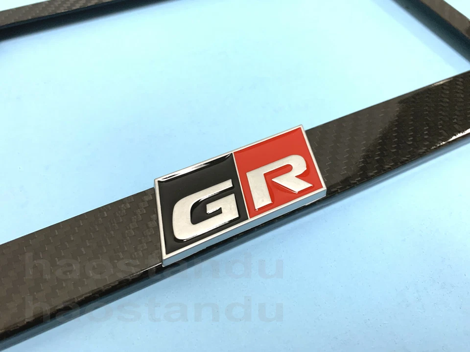 1xGR Gazoo Racing 3D Emblem Real 3K TwillWeave CARBON FIBER License Plate Frame - Image 2 of 2