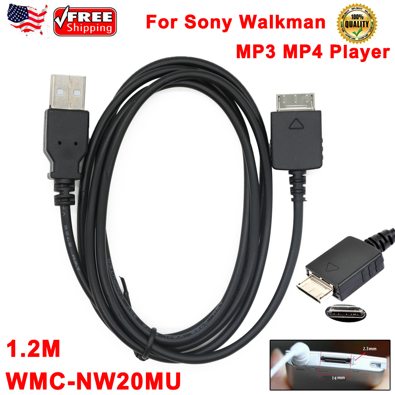 USB Data Charger Cable Lead Cord For Sony Walkman MP3 MP4 Player NW ...