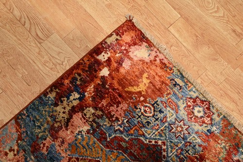 2 x 3 ft Blue Modern Mamluk Afghan Hand Knotted Abstract Medallion Small Rug - Picture 8 of 11
