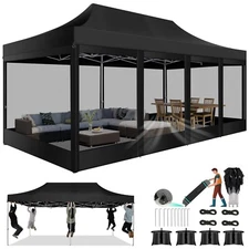 Canopy 10'x20' Heavy Duty Pop Up Gazebo with Mosquito Netting Mesh Screen Tent/
