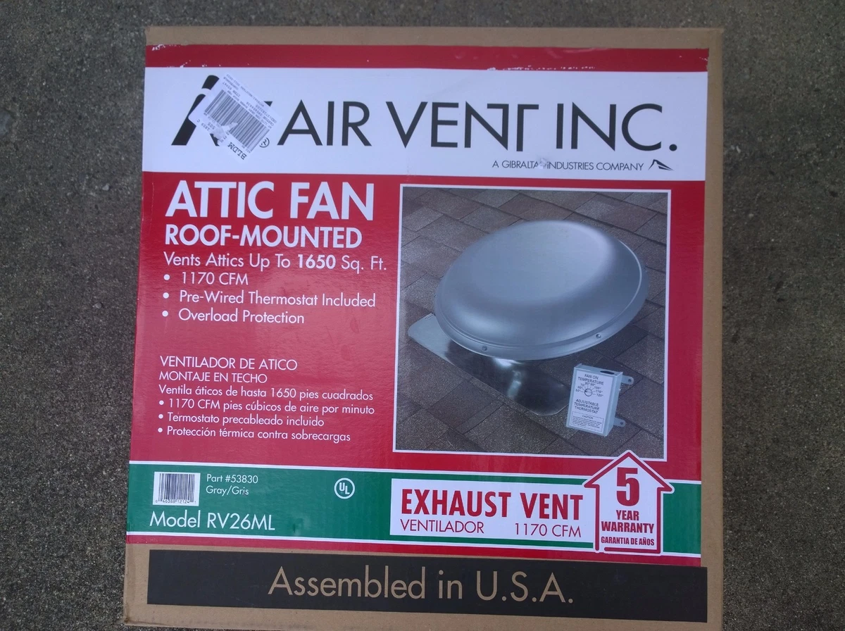 NIB: Home Roof-Mount 1170-CFM ATTIC FAN w/ Pre-Wired Thermostat | eBay