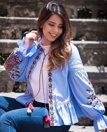 Zara Sequin Bordada a Rayas Chaqueta Blusa Kimono Blusa Chaqueta Bordado S-  M | eBay