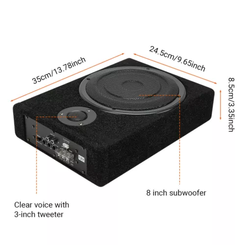 8"Car Subwoofer Under-Seat 800W Amplifier Speaker Audio Sub Woofer Slim Box Kit - Picture 2 of 11