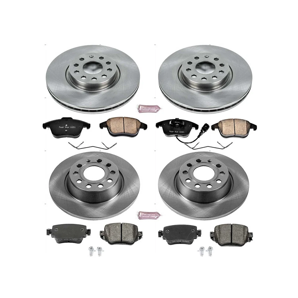KOE7537 Powerstop Juego de 4 Ruedas Disco de Freno y Kits de Pastillas Delanteras y Traseras para Audi Q3 Foto 4 de 4