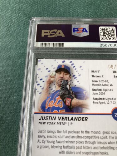 JUSTIN VERLANDER 2023 topps pristine GOLD REFRACTOR #'d 06/50 graded card PSA 10 - Picture 10 of 15
