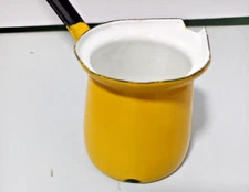 Huta Silesia Yellow Enamelware Turkish Coffee Pot Polland Vintage