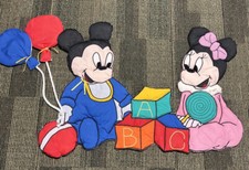 Rare Vintage Disney Soft Plush Nursery Wall Hangings Vintage Mickey  Minnie