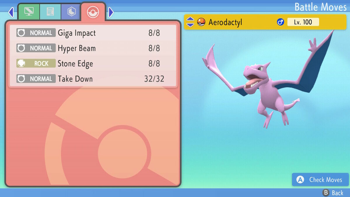 Pokemon Brilliant Diamond and Shining Pearl Aerodactyl 6IV-EV