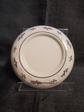 Longaberger Pottery Traditional Holly Pillar Candle Holder Christmas USA Made