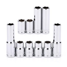MIXPOWER 10PCS 1/4"& 3/8" Drive 10mm Deep&Shallow Socket, CR-V, Metric, 10MM