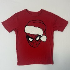 Marvel Spider-Man Santa Hat Tee Youth XL / 14-16 Pre Owned Excellent Condition