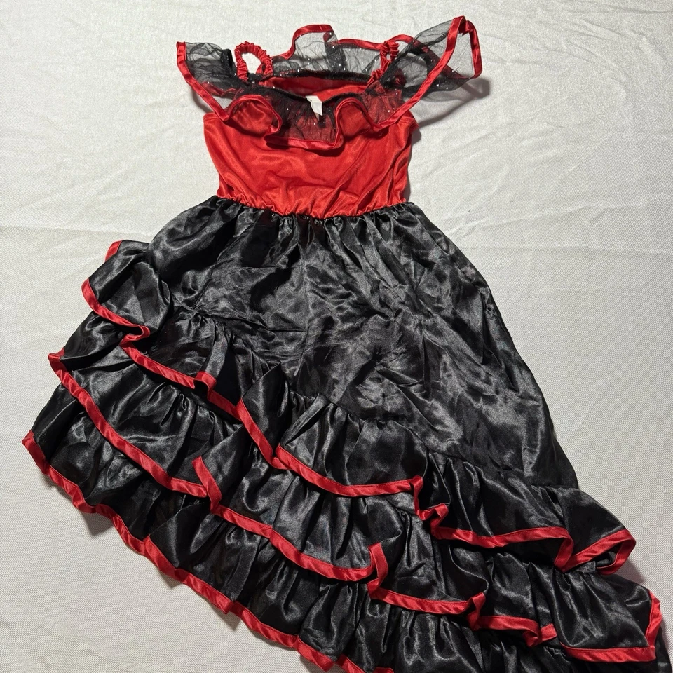 Костюм танцовщицы фламенко красный и черный Amscan — детский размер средний (8–10) - Изображение 2 из 4