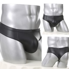Men's Faux Leather Briefs with 5 Spandex for Flexibility and Low Rise Cut