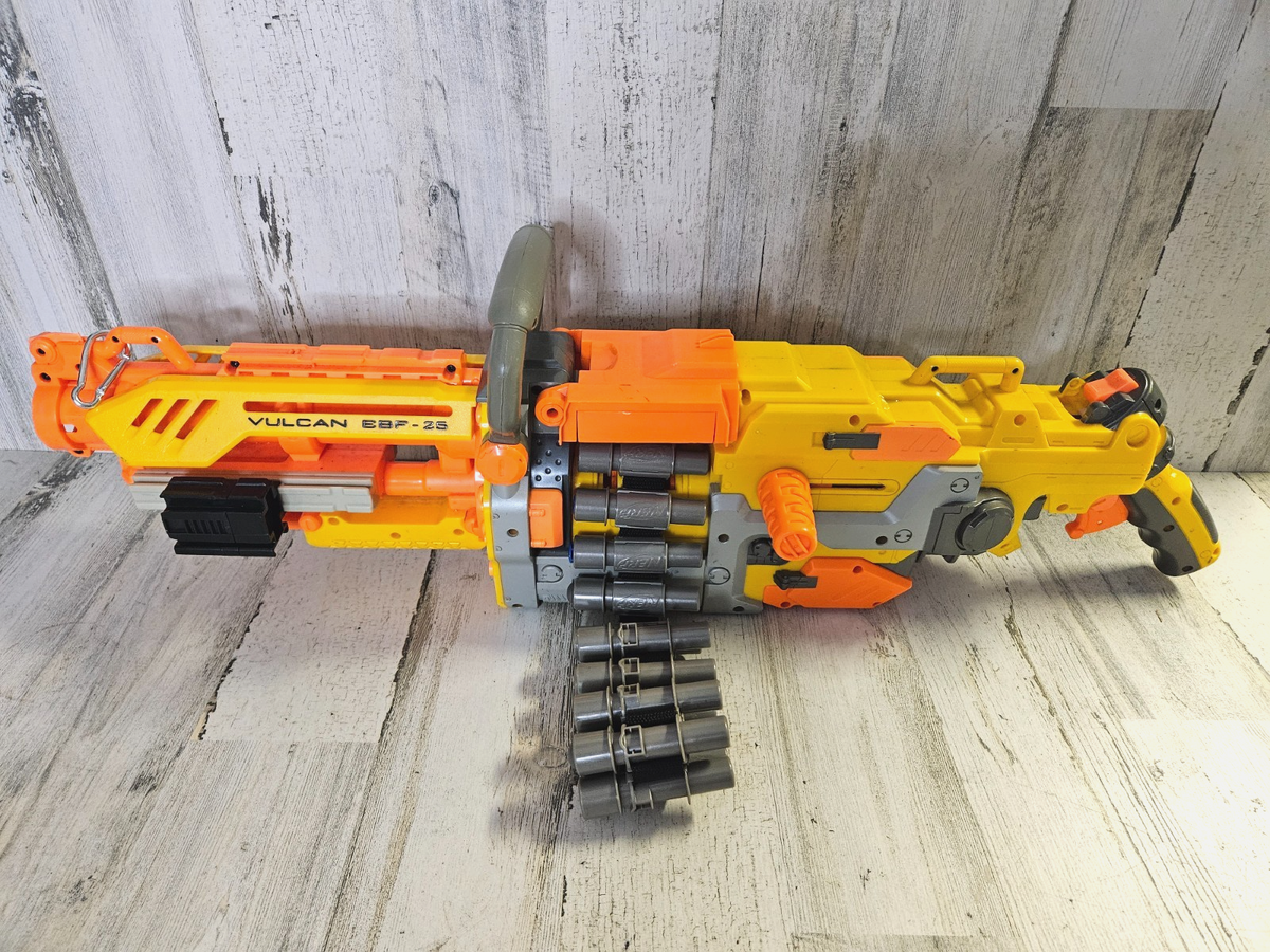 NERF N-Strike Vulcan EBF-25 Blaster w/Ammo Belt & Darts, Tested