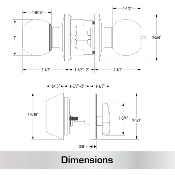 BRINKS Comercial - Perilla de puerta de entrada con llave con juego de cerrojo, acabado cromado satinado Foto 3 de 4