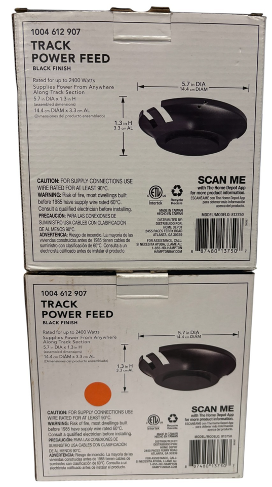 LOT OF 2-Hampton Bay Track Power Feed Black Finish | eBay