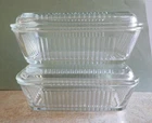 Vtg Anchor Hocking Refrigerator Dish w/Lids Clear Ribbed Glass Lot of 2 Sets