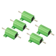 25W 10 Ohm Aluminum Shell Resistor, 5pcs Housing Resistor 5% Tolerance, Green