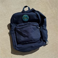 Dutch Bros Navy Solid Backpack Medium Zip Clo...