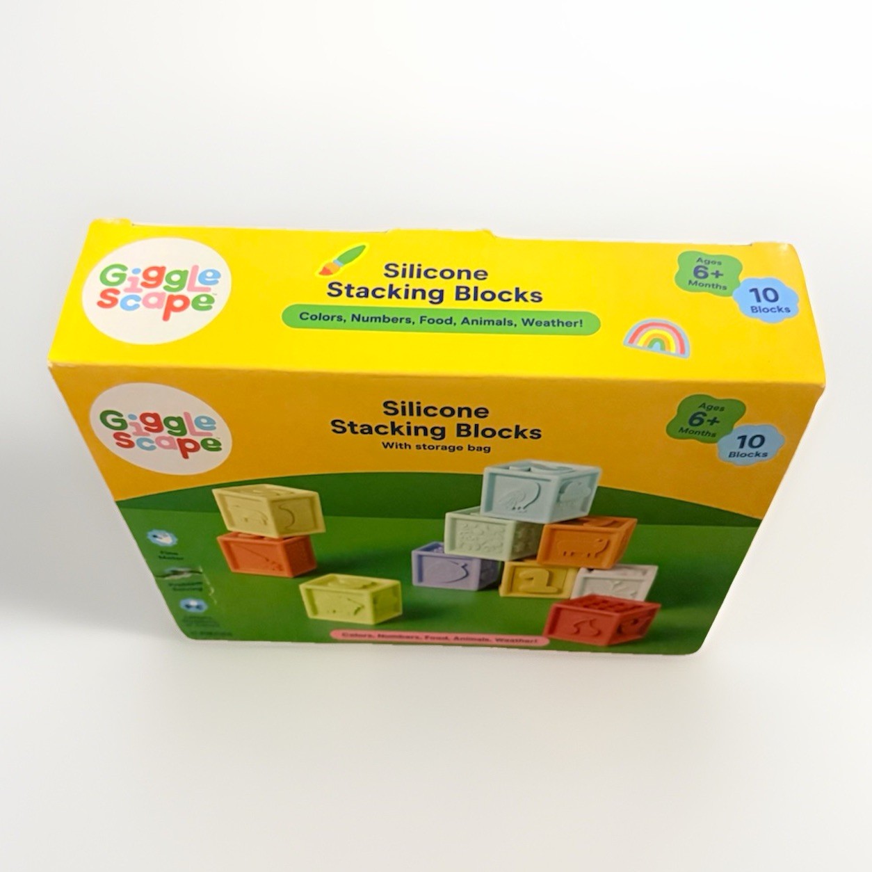 Gigglescape Silicone Stacking Blocks With Storage Bag 10 Count New In Box