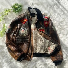Giacca da volo in pelle AVIREX G-1 vera pelle marrone S Top Gun vintage autentica