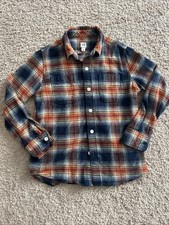Gap Kids Flannel shirt size M 8 Navy/Orange Multicolor Long Sleeve