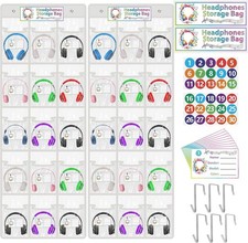 Classroom Headphone Storage Organizer-30 Pockets-Over-the-Door Organizer