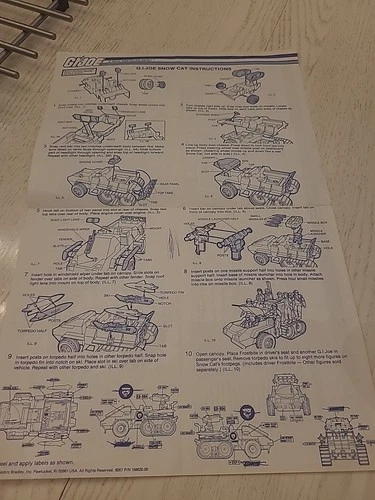 Vintage GIJOE SNOW CAT 1985 HASBRO INSTRUCTIONS