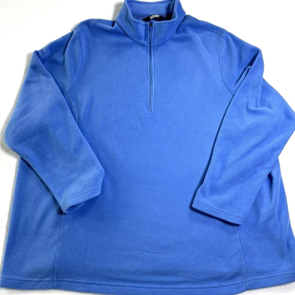 Jaqueta Pulôver Feminina Lands' End Quarter Zip Lã 3X (24W-26W) Azul OEKO-TEX - Imagem 2 de 4
