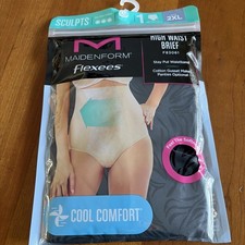 Maidenform Flexees 2XL High Waist Brief Black Ultra Firm F83061 Support Control