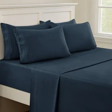 1800 Series 6 Piece Bed Sheet Set Soft Deep Pocket Twin King Queen Full Sheets