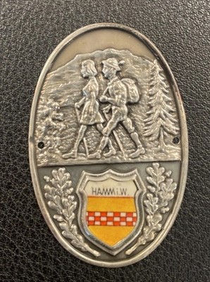 Vintage Hamm Germany Walking Stick Stocknagel Badge Hiking Medallion
