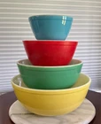 Vintage Pyrex Nesting MIxing Bowls Primary Colors - Set of 4
