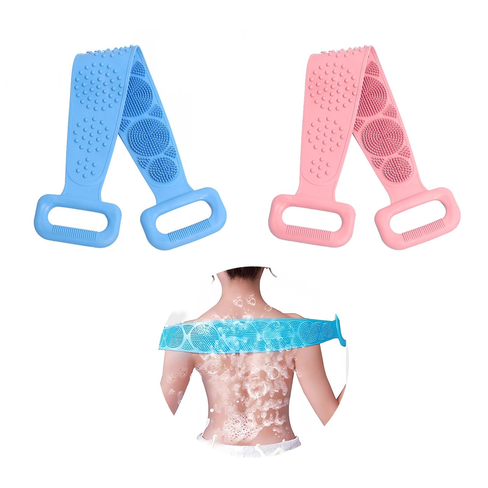 Brosse de bain double face silicone souple pour peaux sensibles et gommage