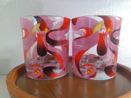 2 COPAS RARAS FLAMINGO CASINO LAS VEGAS CÓCTEL VINTAGE ESTILO ANTIGUO