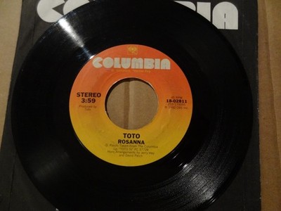 TOTO ' ROSANNA / IT'S A FEELING ' 45 RPM 7'' record EXC.  1982  ROCK Columbia
