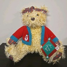 Hallmark Merrily Bear Christmas Plush 1990s Holiday Teddy w/Bow  Jacket NWT VTG