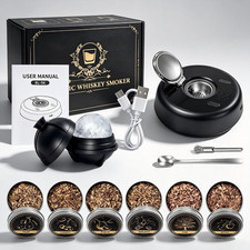 Electric Whiskey Smoker Kit Built?in Lighter No Butane 6 Wood Chips Ice Ball Mol