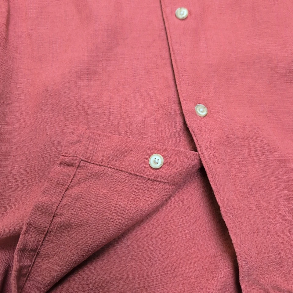 Chemise Tasso Elba Soie Lin Rouge Pâle Manches Courtes Taille L - Photo 4/4