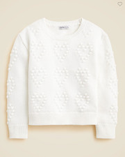 NWT J.Crew Crewcuts 89.50 Girls' heart-bobble sweater, Ivory, Sz XXL 14 