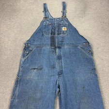 Carhartt Dungarees Adult 42x32 Blue Overalls Bib Carpenter Denim Work Wear Mens