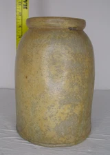 Vintage Tan Butter Churn Stoneware Pottery - 9 1/4" Tall x 6 1/2" Wide