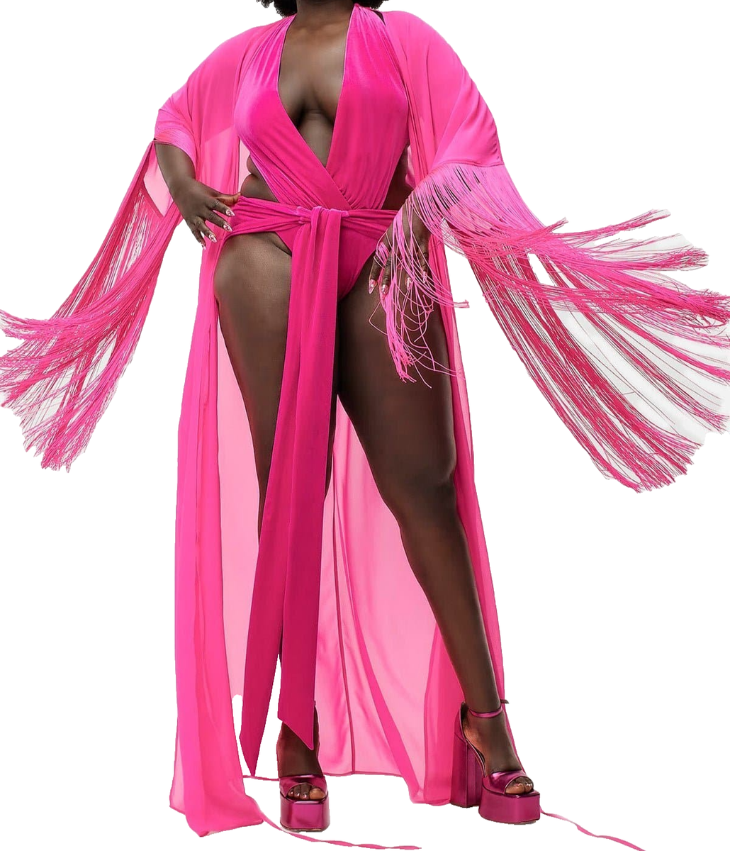 IVY Park adidas Originals Fringe Long Robe Triple Pink Beyonce
