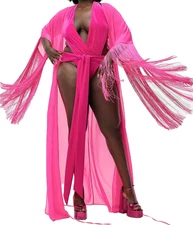 IVY Park adidas Originals Fringe Long Robe Triple Pink Beyonce Show Size Medium
