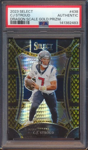 2023 PANINI SELECT CJ C.J. STROUD #438 SUITE LEVEL DRAGON SCALE GOLD 7/10 PSA!