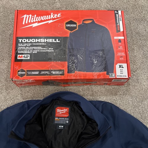 Milwaukee M100U-21XL Mens Heated Toughshell XL Navy Blue Jacket Kit - Great Cond