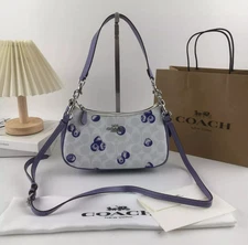 Teri 2-Way Shoulder Bag Blueberry Print Leather Tote CR292 – New Outlet