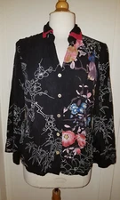 Citron Santa Monica $249 Floral, Bird Printed Silk Blouse, M