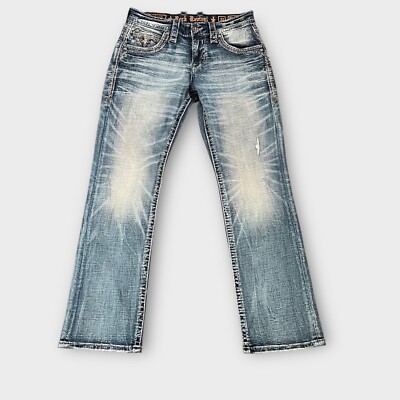 Rock Revival Men's Distressed Denim Jeans ''Mansfield'' Bootcut 32x30 NWOT